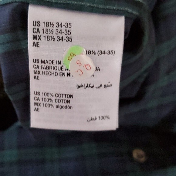 CLUB ROOM PERFORMANCE BLACKWATCH PLAID COTTON  BUTTON UP SHIRT 18.5 34/35  MEN - Picture 4 of 9